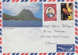 Lettre Par Avion Illustrée (Village De Bora-Bora, Préparation Du Copra) Obl. Papeete RP An 1 Le 13/10/80 Sur 147, PA 117 - Covers & Documents