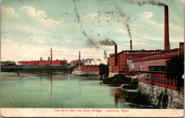 Massachusetts Lawrence The Mills From The Dock Bridge 1909 - Lawrence