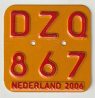 License Plate-nummerplaat-Nummernschild Moped-wheelchair Nederland-the Netherlands 2006 - Kennzeichen & Nummernschilder