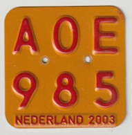 License Plate-nummerplaat-Nummernschild Moped-wheelchair Nederland-the Netherlands 2003 - Number Plates