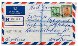 Carta  Certificada Con Matasellos De East Tamaki De 1953 - Storia Postale