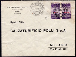 1950 20 LUG LETTERA PER MILANO AFFRANCATA CON DUE ESEMPLARI (UNO DIFETTOSO) DEL L.20 RADIODIFFUSIONE SASS 76 FIRMA BIOND - Marcophilia