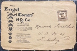 USA 1922, ENGEL ART CORNERS, PRIVATE COVER USED, ILLUSTRATE ADVT, HARDING, PRECANCEL, CHICAGO TO LANDENBERG, TORNED, AS - Briefe U. Dokumente