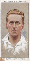 6 Edward Clark, Northamptonshire - Cricketers 1934  - Players Original Cigarette Card - Sport - Player's