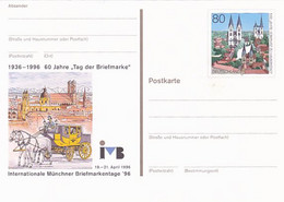 MUNCHEN PHILATELIC EXHIBITION, POST CHASE, HALBERSTADT CATHEDRAL, PC STATIONERY, ENTIER POSTAL, 1996, GERMANY - Cartes Postales - Neuves