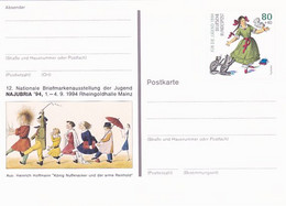 YOUTH PHILATELIC EXHIBITION, CHILDRENS, PC STATIONERY, ENTIER POSTAL, 1994, GERMANY - Postcards - Mint
