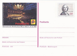 KOLN PHILATELIC EXHIBITION, PHILHARMONIC, CHRISTOPH GLUCK, PC STATIONERY, ENTIER POSTAL, 1987, GERMANY - Cartes Postales - Neuves