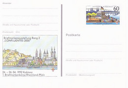 KOBLENZ PHILATELIC EXHIBITION, MONUMENT, PC STATIONERY, ENTIER POSTAL, 1992, GERMANY - Postcards - Mint