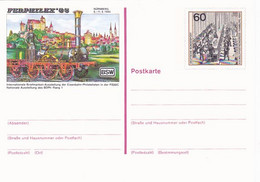 NURNBERG PHILATELIC EXHIBITION, TRAIN, LOCOMOTIVE, UPU CONGRESS, PC STATIONERY, ENTIER POSTAL, 1985, GERMANY - Cartes Postales - Neuves