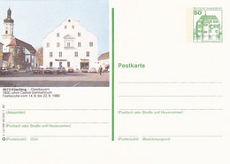 KOSCHING TOWN HALL SQUARE, CASTLE, PC STATIONERY, ENTIER POSTAL, 1980, GERMANY - Postcards - Mint