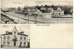 Gruss Aus SULGEN Bahnhofquartier Bahnhof Mit Bahn Restaurant Zur Eisenbahn - Sulgen