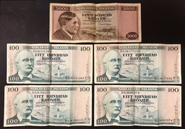 ISLANDA Iceland 5000 Kronur +  4 X 100 KRONUR 1961  LOTTO 4201 - Islande