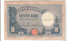 100 LIRE AZZURRINO FASCIO 09 04 1928 BIGLIETTO PRESSATO MA RARO E DI BELLA PRESENZA Q.bb LOTTO 2462 - 100 Lire