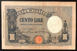 100 LIRE AZZURRINO FASCIO 09 04 1928 BIGLIETTO Naturale RARO E DI BELLA PRESENZA Bb LOTTO 3897 - 100 Lire