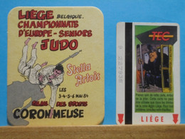 Sous Bock Walthery Natacha Pour Championnats  D'Europe Judo Liege 1984 + Ticket TEC - Natacha