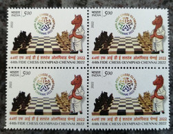 India 2022 4th FIDE Chess Olympiad Sports Games Horse Mascot Block Of 4 MNH As Per Scan - Altri & Non Classificati