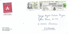 BELGIUM BELGIQUE COVER 2010 WITH SPAIN POSTAGE PAID LABEL  ECONOMY - Covers & Documents