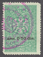 1930 Nova Gradiška CROATIA Yugoslavia - Local City Revenue / Judaical Tax Stamp COAT OF ARMS 0.5 DIN Overprint - Dienstzegels