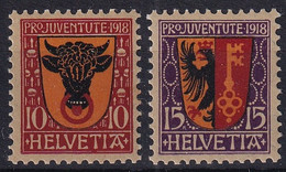 MiNr. 143 - 144 Schweiz1918, 1. Dez. „Pro Juventute“: Wappen (I) - Postfrisch/**/MNH - Neufs