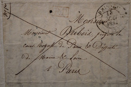 France 1834 Marque Tad Brissac à Député Cour Royale Affranchi Maine Et Loire (47) Cover Précurseur PP Encre Rouge Taxe 6 - 1801-1848: Precursors XIX