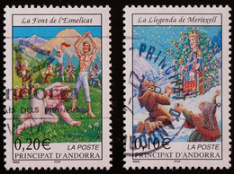 ANDORRE FR 2002 N°559-560 Oblitérés - 0.10€ - 0.20€ Légendes Meritxell-Font Esmelicat - USED - Gebruikt