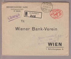 Schweiz Firmenfreistempel Oval #769 90Rp. 1929-11-20 St.Gallen R-Brief Nach Wien - Postage Meters