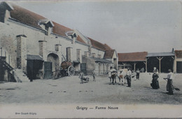 C. P. A. Couleur : 91 : GRIGNY : Ferme Neuve, Animé, Attelage De Boeufs, Timbres En 1906 - Grigny