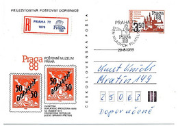 TCHECOSLOVAQUIE - Carte Postale (entier Postal) - Praga 88 - Oblit Temporaire - Postales