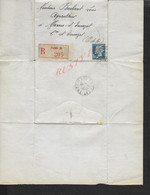 LETTRE EN R Tb PERFORÉ PETAIN PARIS RUE TAITBOUT ASSURANCE L ABEILLE , SAPEURS POMPIERS , CHASSE ECT MARAIS D ENNEZAT : - Covers & Documents