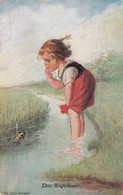 Wally Fialkowska - Sweet Child & Frog Old Postcard - Fialkowska, Wally