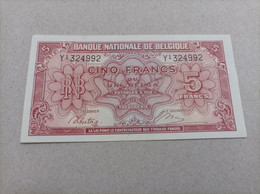 Billete De Bélgica De 5 Francos, Año 1943, UNC - 5 Francos