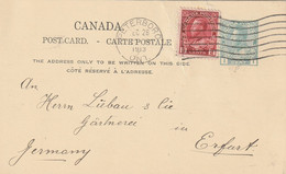 Canada Entier Postal Peterboro Pour L'Allemagne 1913 - 1903-1954 De Koningen