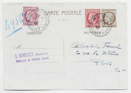 FRANCE ENTIER MAZELIN 2FR50 CP +1FR+1FR50 ORLEANS 29.9.1947 AU TARIF - 1945-47 Ceres Of Mazelin