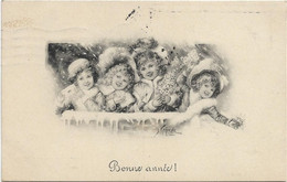 Vintage  Postcard  *  Bonne Année  (signée J.Kränzle,  Austria ) Children   (Style Vienne) - Kraenzle
