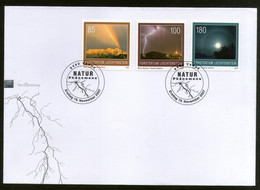 Liechtenstein 2007 Natural Phenomena Rainbow Mountain Moon Sc 1397-99 FDC # 7562 - Lettres & Documents