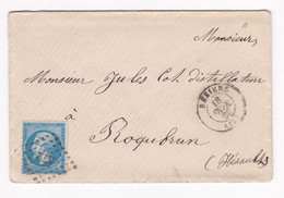 Enveloppe De 1853 Beziers Pour Roquebrun  Hérault - 1853-1860 Napoleon III