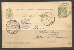 LUXEMBURG. 1889. CARD. REMICH POSTMARK & LUXEMBOURG VILLE ARRIVAL. - 1882 Allegory