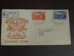 Australia 1938 150TH PHILATELIC POST OFFICE SOUVENIR REGISTERED FDC To Malta VF - Lettres & Documents