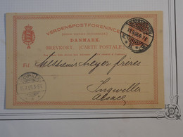 BM12 DANMARK   BELLE CARTE ENTIER  1895   COPENHAGUE A INQWILLER FRANCE +++AFFRANCH. INTERESSANT++++ - Interi Postali