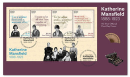 NEW ZEALAND 2023 Katherine Mansfield (1888 - 1983) ,Historical Literary Author, Set Of 4v On FDC (**) - Lettres & Documents