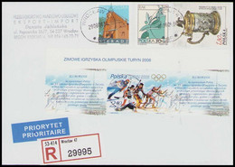 Poland 2006 Mi 4227 Winter Olympic Turyn Biathlon Ski Jumping With Tabs / Cover Letter Envelope Stamped / P33 - Lettres & Documents