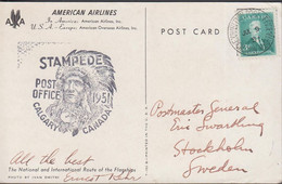 1951. CANADA. AMERICAN AIRLINES POSTCARD With 3 C Robert Laird Borden Beautifully Cancelled E... (Michel 263) - JF436556 - Covers & Documents