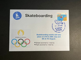 (1 Oø 14) 2024 France - Paris Olympic Games (p/m 7-1-2023) (Skateboarding) With Australian 43 Cent Skateboarding Stamp - Skateboard