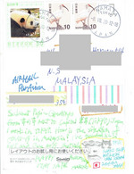 C2 :Japan - Panda, Stork Bird Stamps Used On Postcard - Lettres & Documents