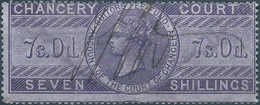 Great Britain-ENGLAND,Queen Victoria,1855 /1870 Revenue Stamp Tax Fiscal CHANCERY COURT,7s.0d. Seven Shillings,Used - Fiscaux