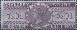 Great Britain-ENGLAND,Queen Victoria,1855 /1870 Revenue Stamp Tax Fiscal CHANCERY COURT,7s.0d. Seven Shillings,Used - Fiscaux