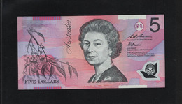 Australie, 5 Dollars, 1992-1999 "Polymer - Without Printed Names Below Portraits" Queen Elizabeth - 1992-2001 (polymer Notes)