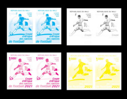 MALI 2022 RARE COLOR PROOF - FULL SET OF 4 IMPERF PAIRS - FOOTBALL AFRICA CUP OF NATIONS COUPE D'AFRIQUE 2021 MNH - Afrika Cup