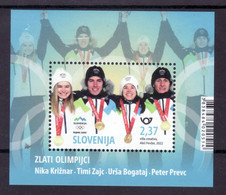 2184 Slowenien Slovenia 2022 Mi.No. 1526 ** MNH Block Olympic Gold Medal Winter Games China Beijing Ski Jumping - Winter 2022: Beijing