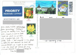 C2 : Germany Architecture Building, Lotus Flower Stamps Used On Postcard - Covers & Documents